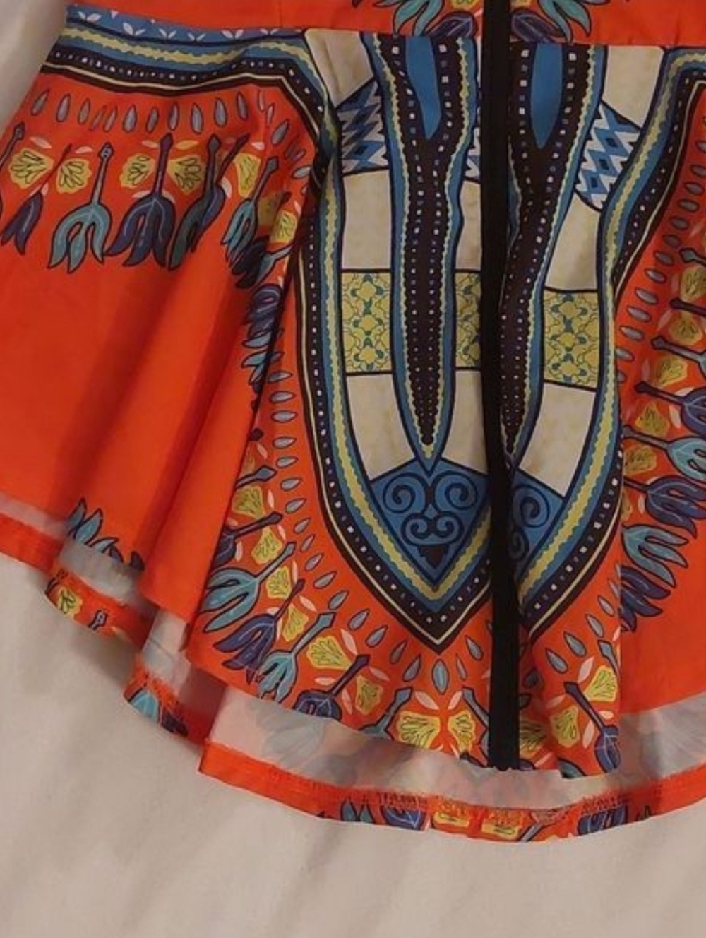 Orange Ethnic / AfricanĀ Print PeplumāTop - Picture 3 of 4